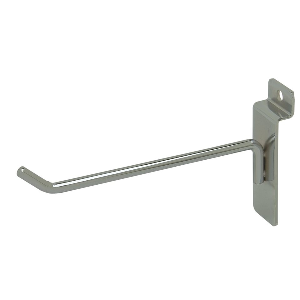 Satin Chrome Slatwall Hooks 6"