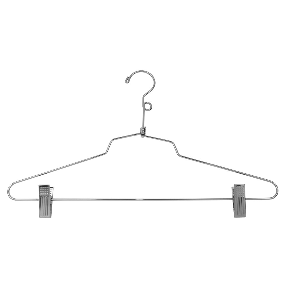 Chrome Metal Suit Hanger/Clips 16"