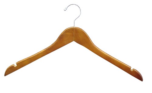 Teak Wood Dress Garment Hanger-No Bar 17"