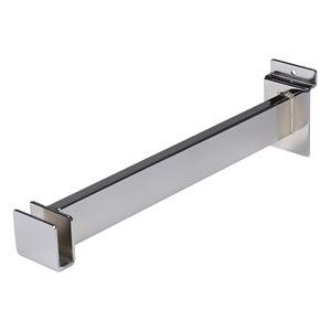 Chrome Slatwall Rectangular Hangrail Tube Bracket 12"