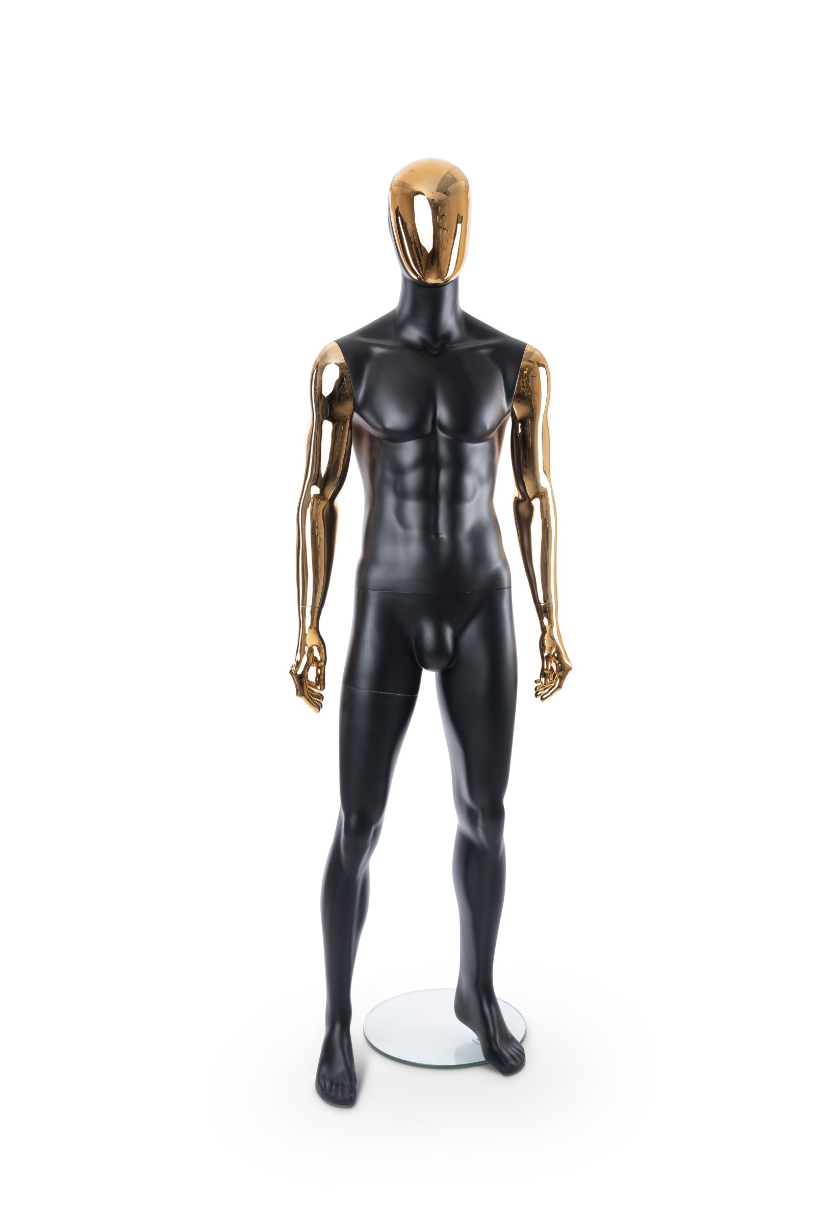 Matte Black Adult Male Mannequin/Copper Face & Arms