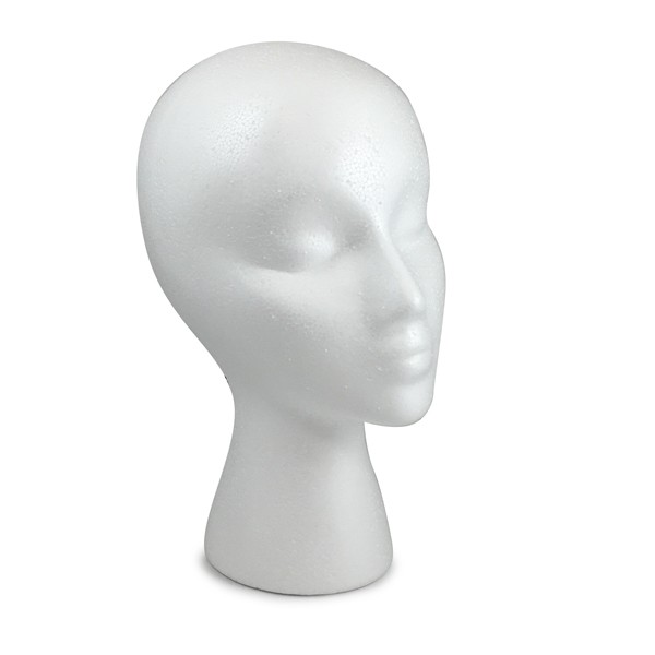 White Female Countertop Styro Mannequin Head