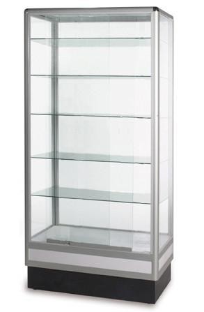 Glass Display Case - Glass Display Case with Lights - Black - ABLC-500B