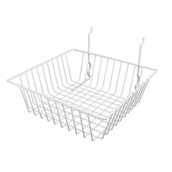 Gridwall/Slatwall/Slatgrid Wire Basket 15"x3"x5"x12" - White