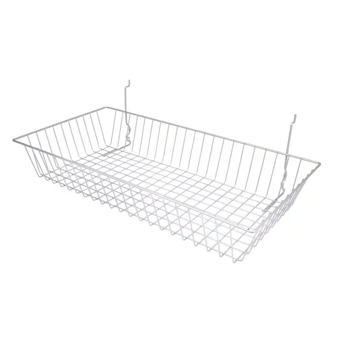 Black Gridwall/Slatwall Wire Basket 24"x4"x12" - Silver